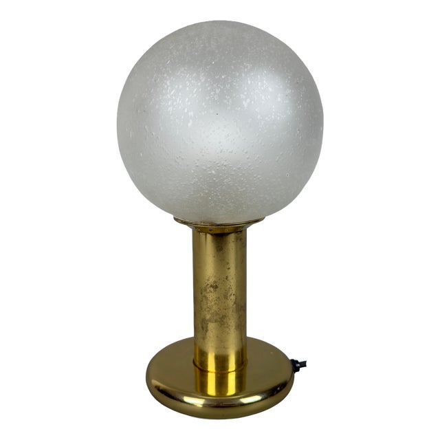 Brass Table Lamp with Sphere Glass from Targetti Sankey, 1960s For Sale