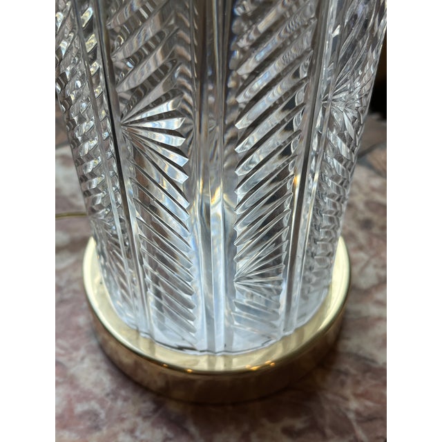 Waterford Crystal Vintage Waterford Sheila Crystal Table Lamp | 20" Tall | Polished Brass Base For Sale - Image 4 of 9