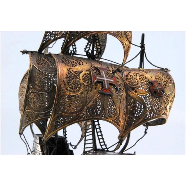 Silver Filigree Galleon with Five Sails For Sale - Image 6 of 11