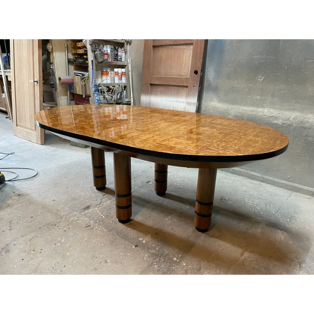 Exceptional Exotic Burl Wood Race Track Oval Dining or Conference Table For Sale - Image 11 of 16