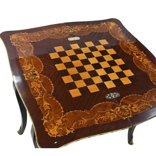 French Marquetry Game Table For Sale - Image 4 of 6