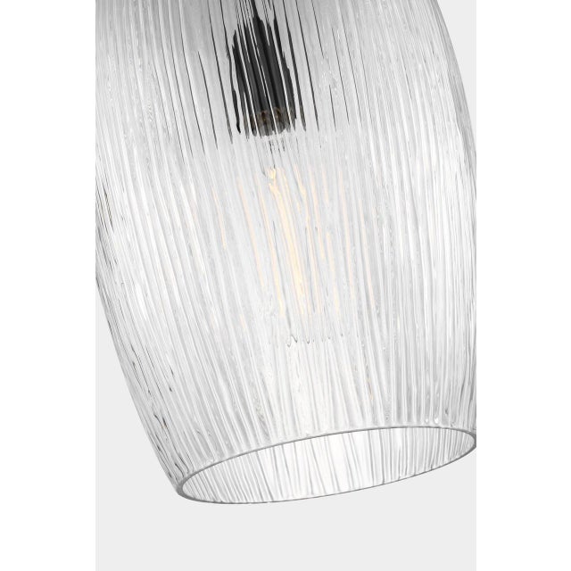 Contemporary Hable by Visual Comfort Studio Serafina Pendant Light in Aged Iron Black Finish With Textured Clear Glass For Sale - Image 3 of 4