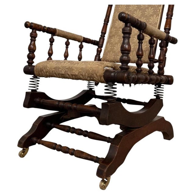 19th Century Antique American Beech Rocking Chair, 1890s For Sale - Image 5 of 13