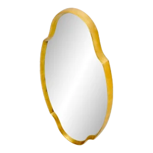 Shield Shape Wood Frame Gold Gilt Wall Mirror Hollywood Regency Mid Century
