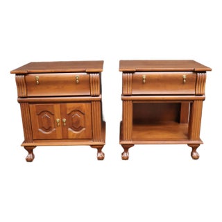 Pair of Dutch Designs Cherry Wood Traditional Nightstands For Sale