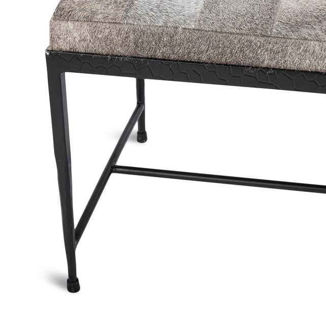 Farmhouse Modern Grey Hide Patchwork Bench For Sale In Los Angeles - Image 6 of 6