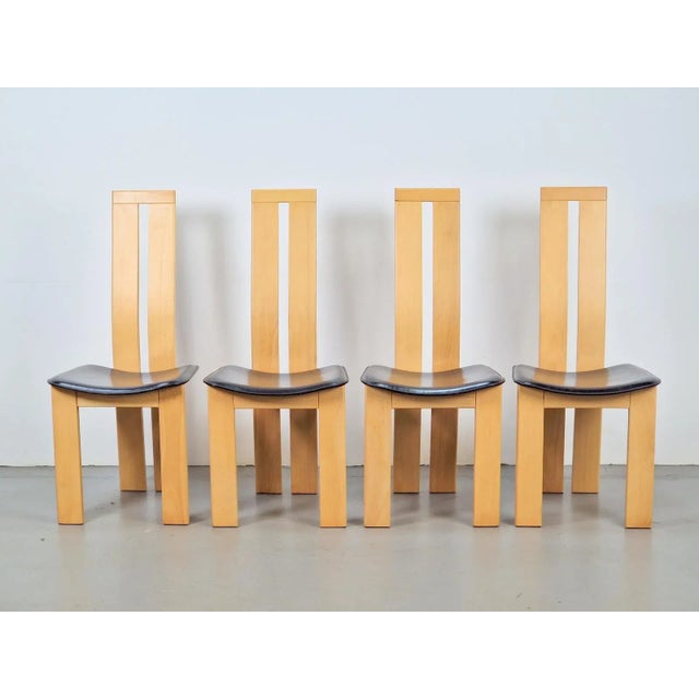 Vintage Beech Wood Leather Dining Chairs by Pietro Costantini for Ello, 1970s, Set of 4 For Sale - Image 10 of 12