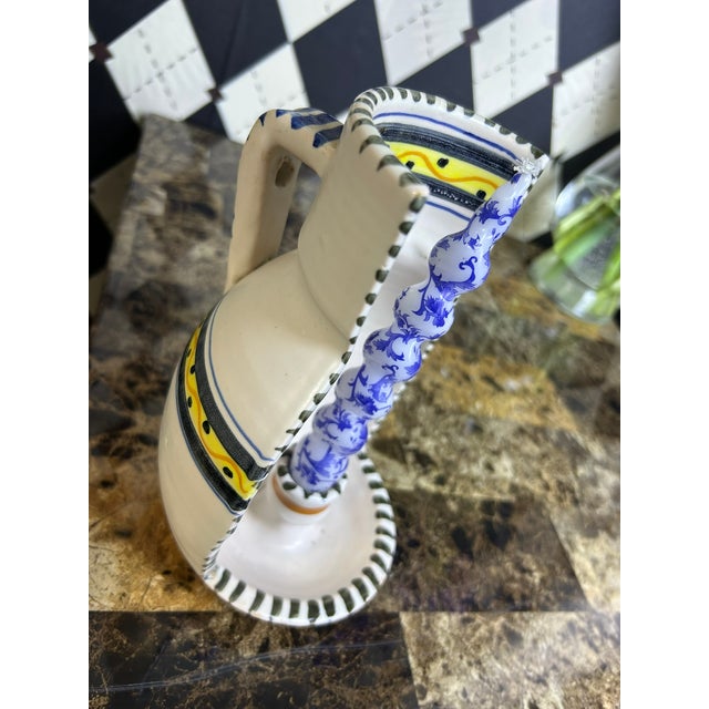 Ceramic La Menora Talavera Spanish Hand-Painted Ceramic Wall Candle Sconce For Sale - Image 7 of 12