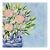 Bouquet in Blue & White Vase Acrylic Painting Floral Wall Art 8"x8" Unframed For Sale