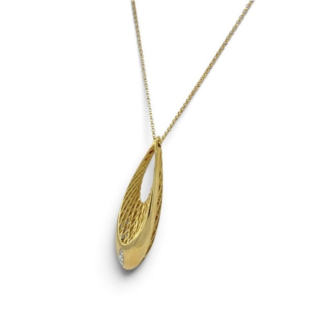Early 21st Century Roberto Coin, "Golden Gate" Yellow Gold and Diamond Pendant/ Necklace, 18k For Sale - Image 5 of 7