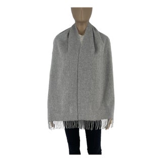 Yves Saint Laurent Grey Solid 100% Wool Scarf For Sale