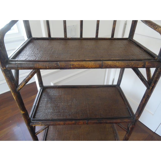 1970s Vintage Burnt Bamboo Etagere For Sale In Los Angeles - Image 6 of 7