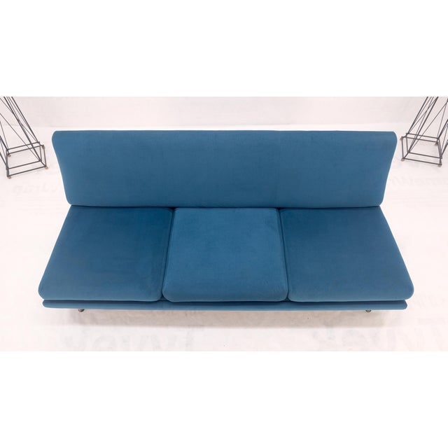 Marco Zanuso Sofa for Arflex Mid Century Italian Modern Teal Upholstery Clean! For Sale - Image 17 of 18