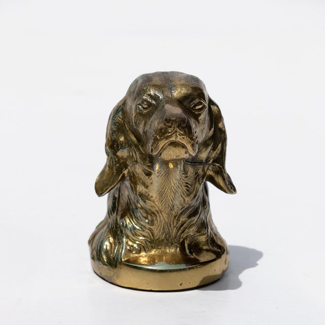 Metal Pair of Brass Spaniel-Head Bookends Mid-20th Century For Sale - Image 7 of 8