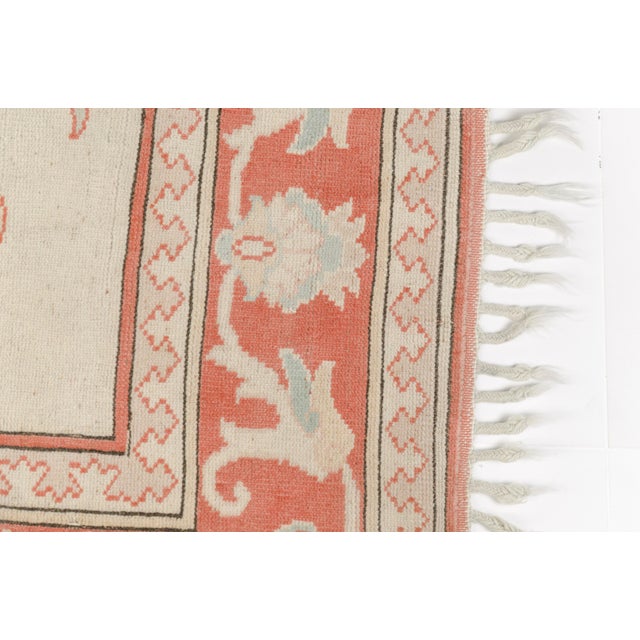 Vintage Turkish Oushak Rug in Pastel Salmon Pink and Ivory For Sale - Image 4 of 10