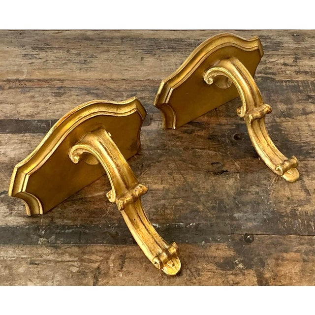 Vintage Gilt Tipped Wall Brackets - A Pair For Sale - Image 12 of 12