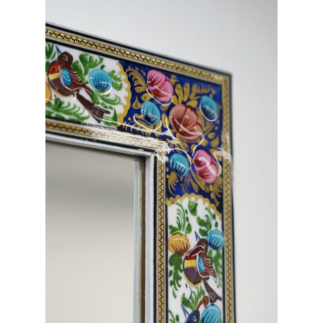 2020s Hand-Painted Bird & Bloom Mirror, Decorative Floral Frame, 50 × 40.5 Cm For Sale - Image 5 of 7