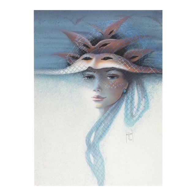 1990 Francis De Saint-Genies Voilette Signed Lithograph For Sale