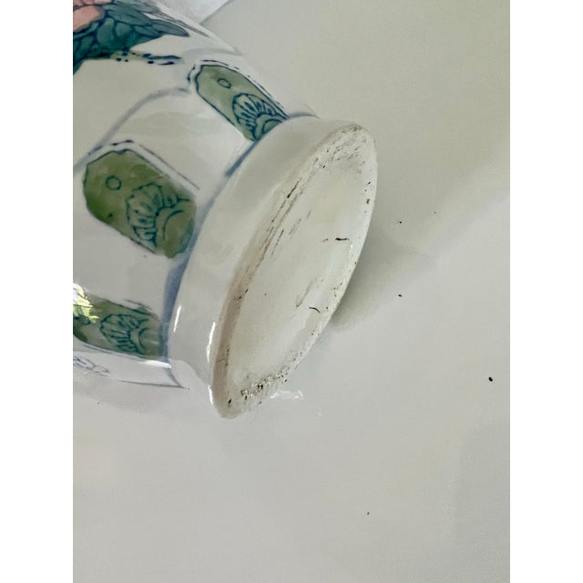 Chinoiserie Vase With Peony & Bird Motif – Glazed Porcelain, Circa 1980s For Sale In Milwaukee - Image 6 of 11