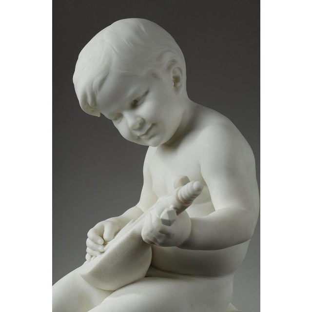 Louis Ernest Barrias, Little Musician, 1880, Carrara Marble For Sale - Image 13 of 18