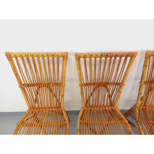 Vintage Rattan Chairs by Adrien Audoux & Frida Minet, 1960s, Set of 4 For Sale - Image 16 of 18