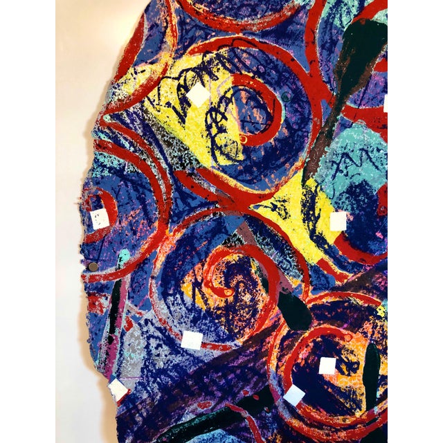 Sandy Kinnee, Abstract Modernist Colorful Mixed Media Art Screen-print on Handmade Paper 6/20, c.1980's For Sale - Image 10 of 11