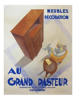 1935 Vintage Charles Villot Au Grand Pasteur French Art Deco Poster
