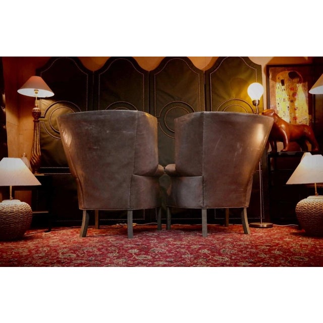 Drake Armchairs in Graphite Leather by Ralph Lauren for Restoration Hardware, 2010s, Set of 2 For Sale - Image 6 of 12