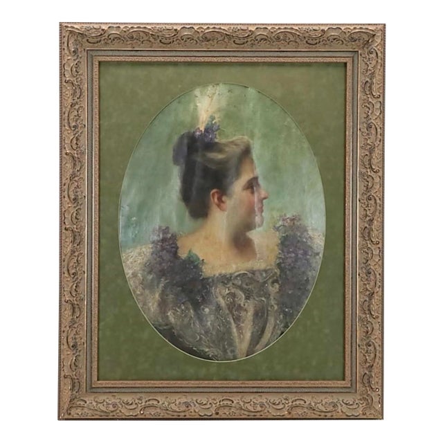 1899 Belle Époque Portrait Oil Painting — William Henry Pike (1846–1908) For Sale