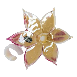 Murano Art Glass Paperweight Lily Shaped Flower With Curled Stem Italy