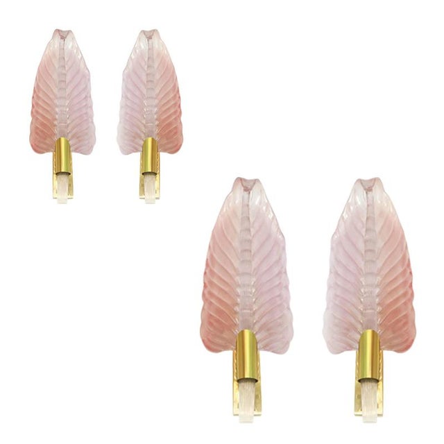 Pink Leaf Murano Glass Wall Sconces by Simoeng, Set of 2 For Sale - Image 14 of 14