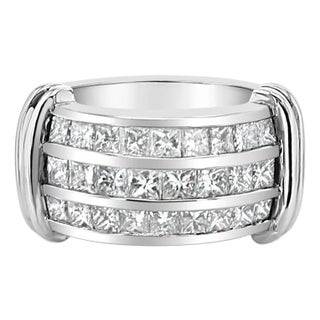 Three Row Princess Cut Diamond Ring 1.86cttw, Size 5 For Sale