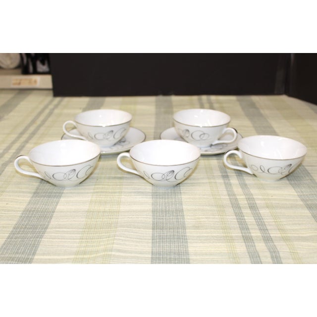 Vintage Mid-Century Modern Meito Japan Tempo Teacups With 2 Saucers Atomic Swirl For Sale In Fayetteville, AR - Image 6 of 6