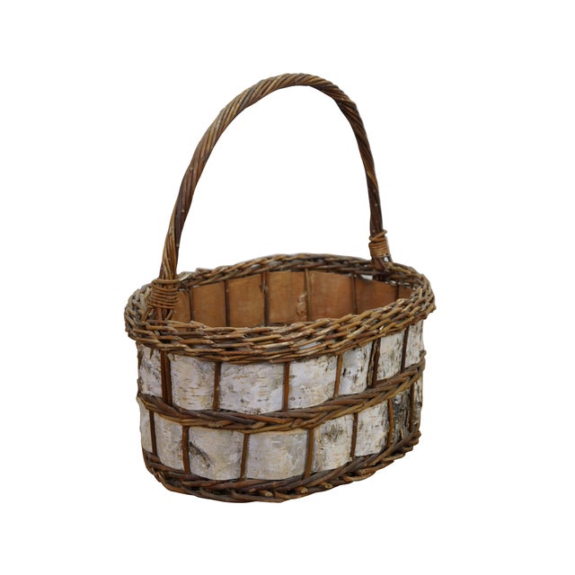 Farmhouse Vintage Woven Bark Country Farmhouse Harvest Gathering Basket 18" For Sale - Image 3 of 11