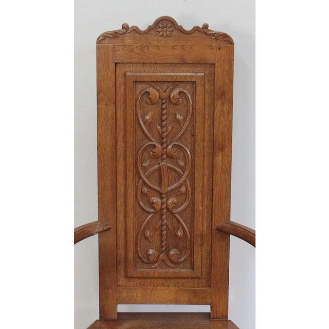 Set of Renaissance Style Caquetoires Armchairs in Blond Oak, Late 19th Century For Sale - Image 5 of 18