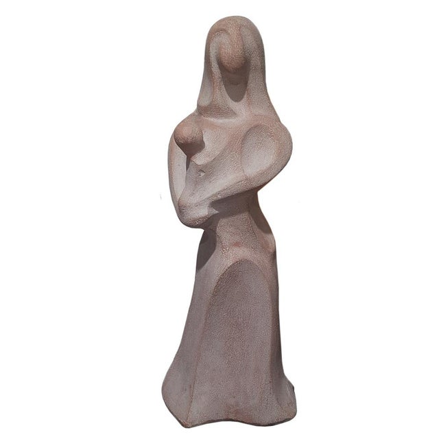 Abstract Terracotta Sculpture of Mother and Child, 1970s For Sale - Image 9 of 9