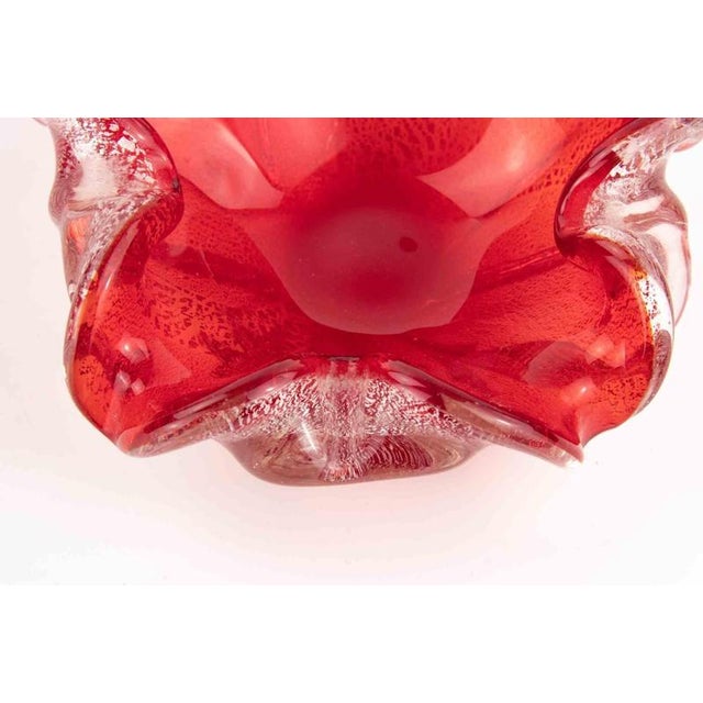 Vintage Red Bubble Murano Glass Ashtray attributed to Barovier and Toso, 1970s For Sale - Image 4 of 6