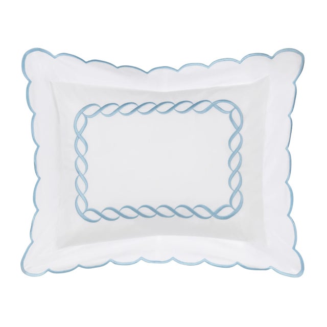 Textile Scalloped Chain Bedding Set, Light Blue, King - 11 Pieces For Sale - Image 7 of 9