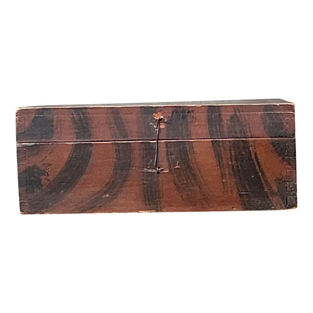 Vintage Hand Painted Tiger Stripe Primitive Box For Sale