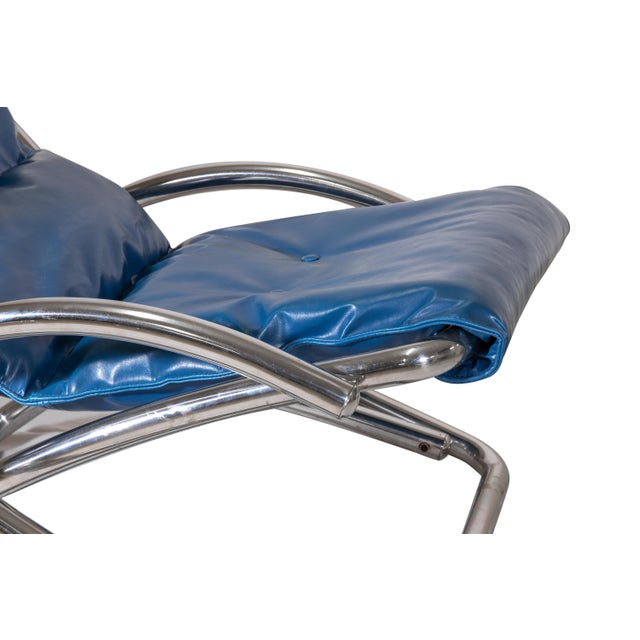 1970s Folding Tubular Chromed Steel Deckchair, Italy, 1970s For Sale - Image 5 of 7
