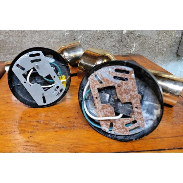 Metal Mid-Century Modern Lightolier Brass Wall Sconces - A Pair For Sale - Image 7 of 14