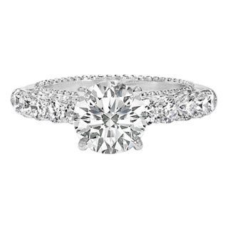 14K White Gold 3 1/5 Cttw Lab Grown Diamond Vintage Style Engagement Ring - Size 8 For Sale