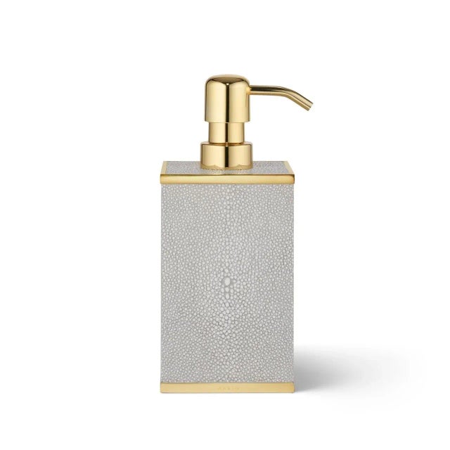 Keep a bathroom organized and tidy with this soap pump in elegant Faux Shagreen. It is further enhanced with gold-plated...