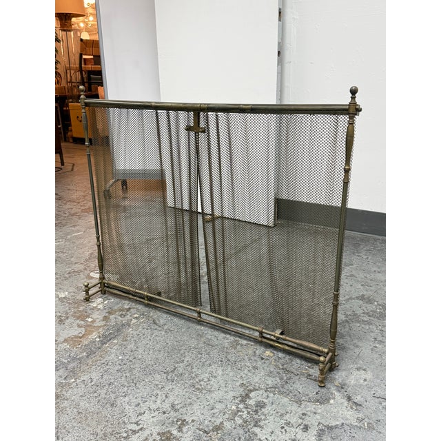 Traditional Brass Mesh Fireplace Screen, Vintage For Sale - Image 3 of 12