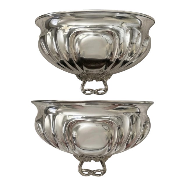 1960s Silver Plated Mead Dome as Wall Pockets or Planters - A Pair For Sale