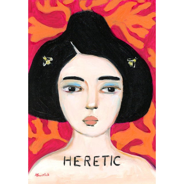 Abstract Maya, Heretic Beekeeper, Art Deco Style Oil Portrait by Alexandra Swistak For Sale - Image 3 of 6