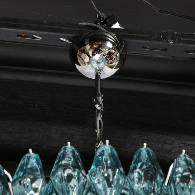 Modernist Hand-Blown Aquamarine Murano Glass Polyhedral Chandelier For Sale - Image 9 of 12