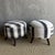 Pair of Modern Neutral Gray, Black & Greige Stripe Ottomans Made From Vintage Turkish Rugs For Sale - Image 4 of 8