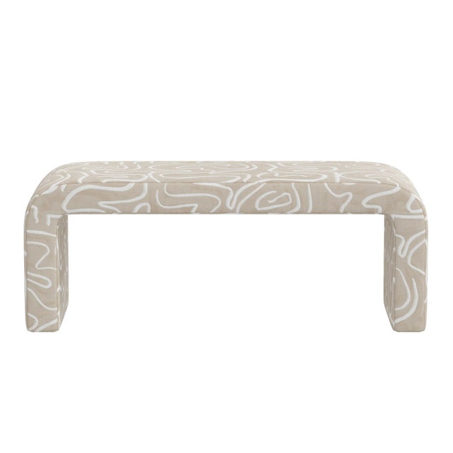 Spritely Home Lulu Waterfall Bench in Evelyn Natural For Sale - Image 4 of 6