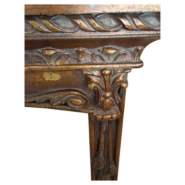 Wood Neoclassical Tall Regency Gilt Wood Wall Pier Mirror With Draped Tassel Detail For Sale - Image 7 of 11